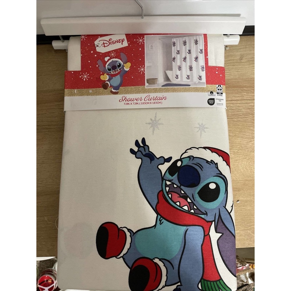 NWT Disney Stitch Christmas Shower Curtain